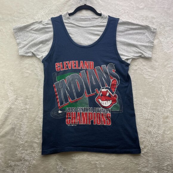 90S VINTAGE CLEVELAND INDIANS CHIEF WAHOO SHORT SLEEVE GRAPHIC TEE MEN'S MEDIUM - Picture 1 of 5